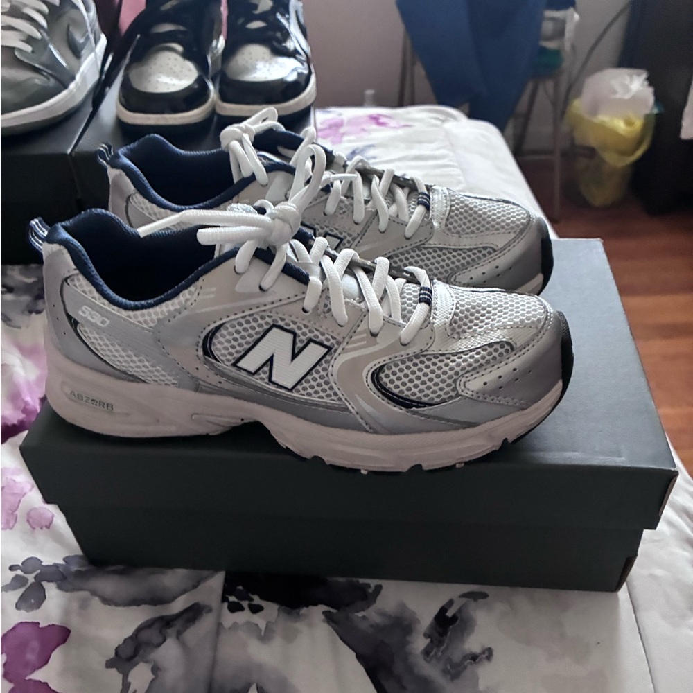 New Balance Kids Silver and Blue Sneakers